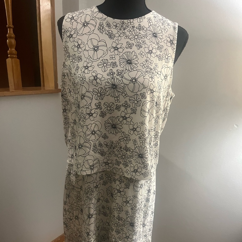 J. Jill Dress Womens Wearever Sleeveless Shift Layered Tiered Florall Size M